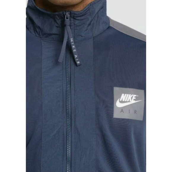 LARGE MEN'S NIKE AIR HOODIE JACKET 1/2 ZIP BLUE GRAY JACKET - Picture 3 of 9